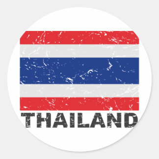 Thailand Vintage Flag Classic Round Sticker
