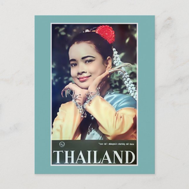 Thailand | Vintage Thai Lady Travel Poster Postcard (Front)