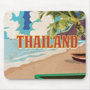 Thailand Vintage Travel Poster Mouse Pad