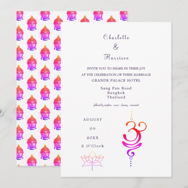 Thailand Wedding Destination Invitation (Front/Back)