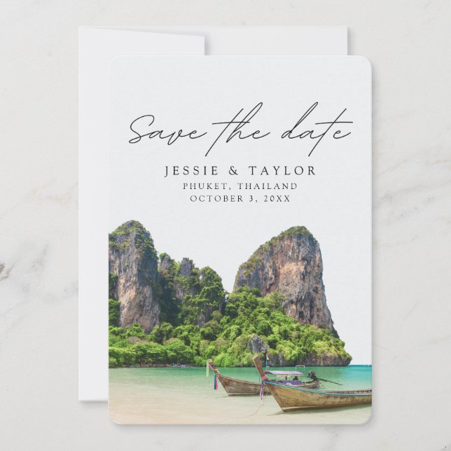 Thailand Wedding Phuket Photo Save the Date Invitation (Front)