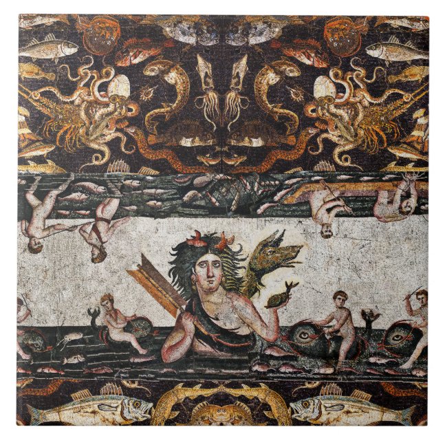 THALASSA SEA GODDESS,SNAKE DRAGON ,DOLPHINS,FISHES TILE (Front)