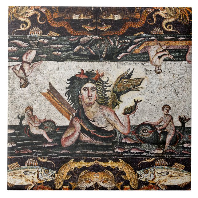 THALASSA SEA GODDESS,SNAKE DRAGON ,DOLPHINS,FISHES TILE (Front)