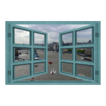Thames River Through A 6 Pane Open Window Poster