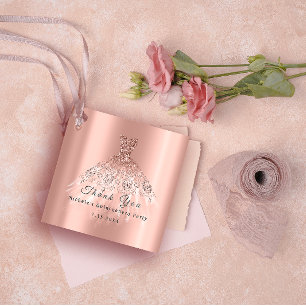 Than You Bridal 16th Quinceanera Gold Rose Favour Tags