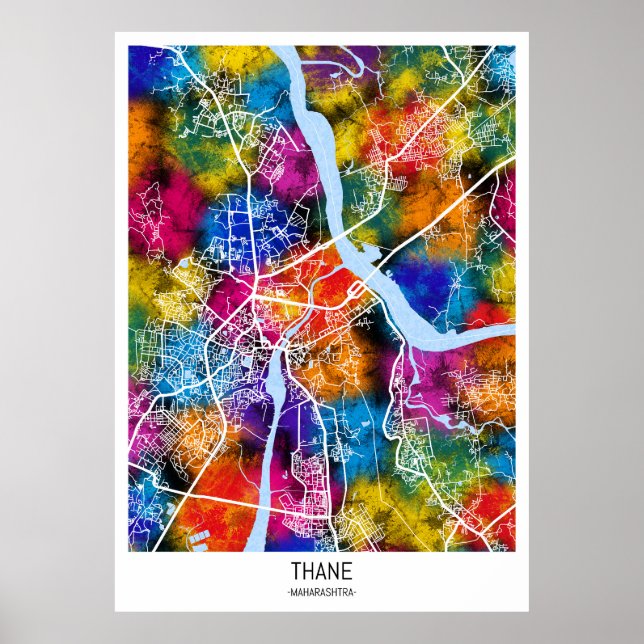 Thane Maharashtra Map Poster (Front)