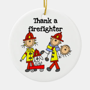 Thank a Firefighter T-shirts and Gifts Ceramic Tree Decoration