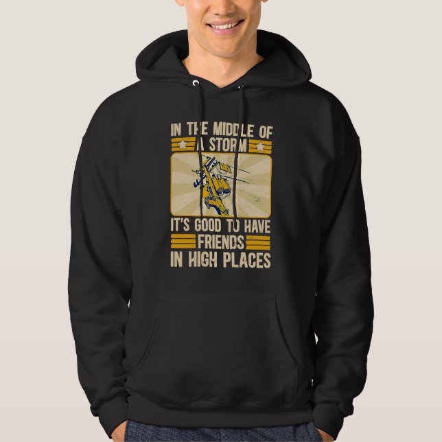 Thank A Lineman Quote Electrical Lineman Electrici Hoodie (Front)