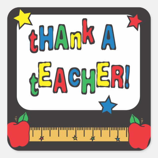 Thank a Teacher Square Sticker (Front)