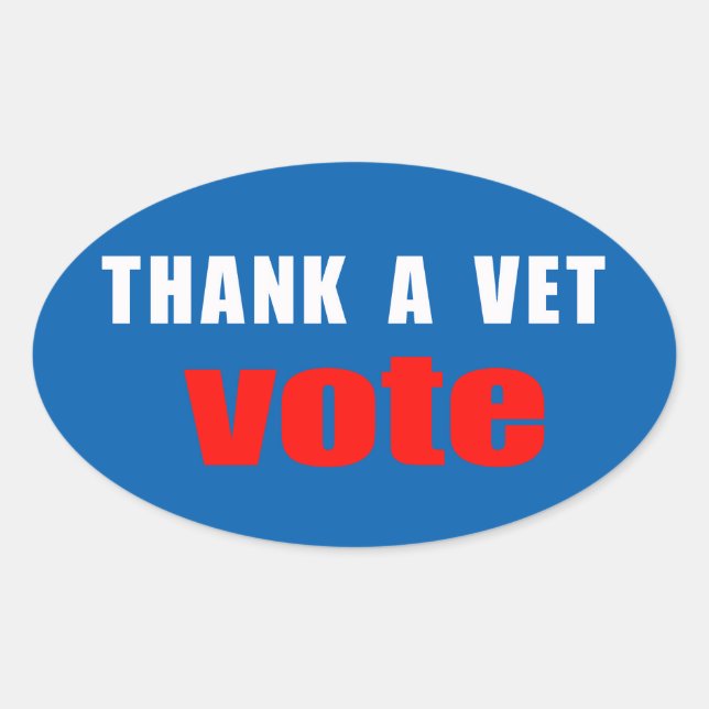 Thank A Vet Vote Oval Stickers (Front)