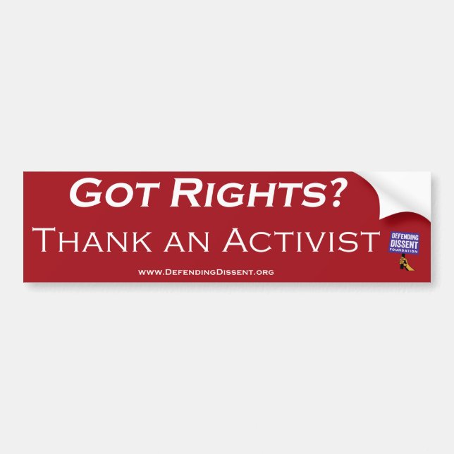 thank an activist red bumper sticker (Front)