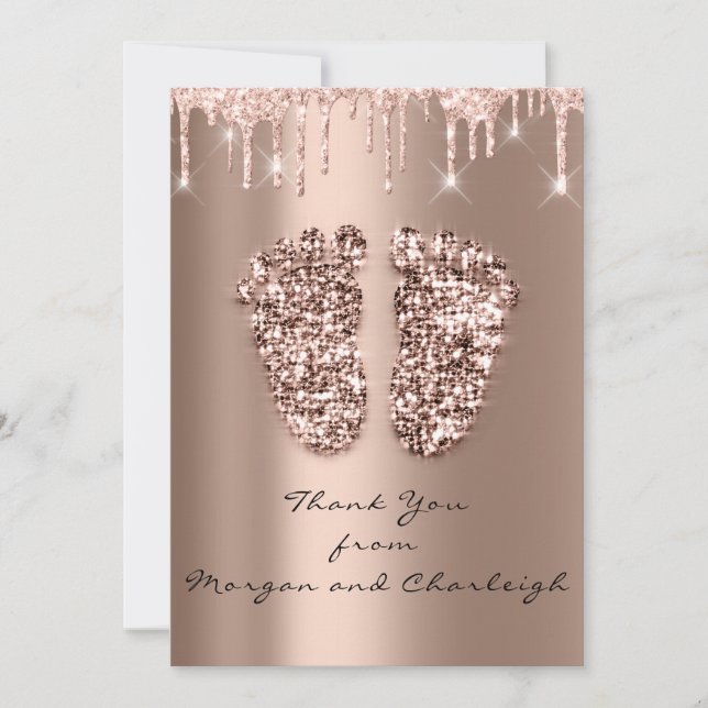 Thank Ashley2 Baby Shower Feet Rose Drips Boy Girl Invitation (Front)