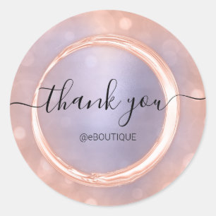 Thank Boutique Shop Business Name Rose Blue Classic Round Sticker