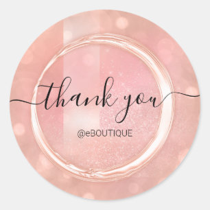 Thank Boutique Shop Business Name Rose Elegant Classic Round Sticker
