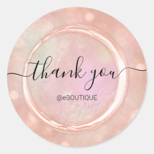 Thank Boutique Shop Business Name Rose Holograph Classic Round Sticker