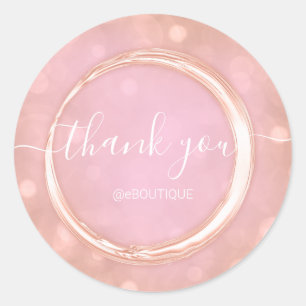 Thank Boutique Shop Business Name Rose Pink Classic Round Sticker