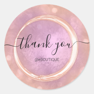 Thank Boutique Shop Business Name Rose Violet Classic Round Sticker