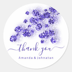Thank Bridal Sweet16th Floral White Royal Blue Classic Round Sticker