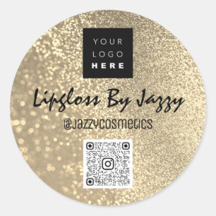 Thank Business Packaging Faux Gold QRCode Logo  Classic Round Sticker