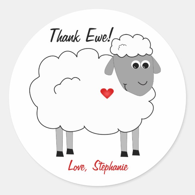 Thank Ewe Sheep Thanks Sticker (Front)