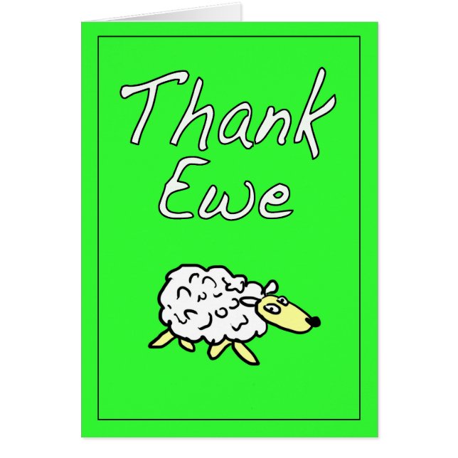 Thank Ewe (You) Card - Personalise Message Inside (Front)