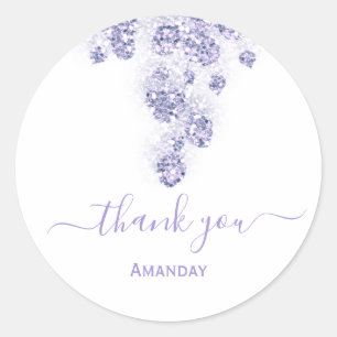 Thank Floral Dusty Blue White Bridal Sweet 16th Classic Round Sticker