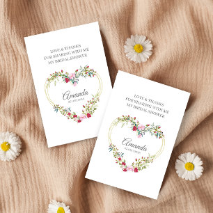 Thank Floral Heart for Bridal Shower Name & Quote Business Card