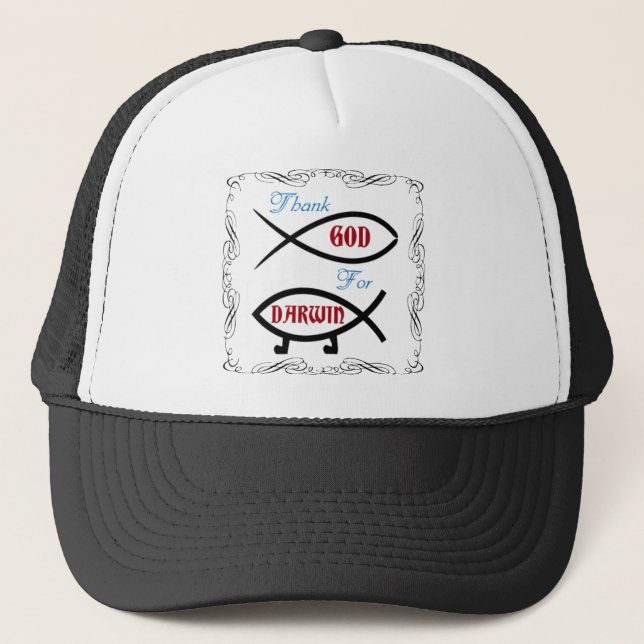 Thank God For Darwin Trucker Hat (Front)