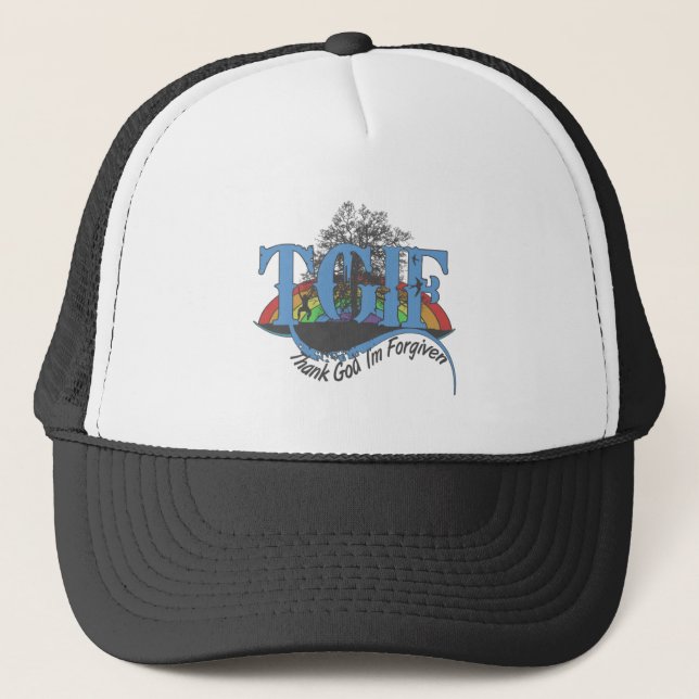 Thank God I'm forgiven TGIF Trucker Hat (Front)