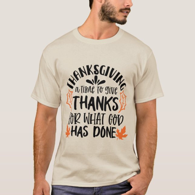 thank God Thanksgiving word art T-Shirt (Front)