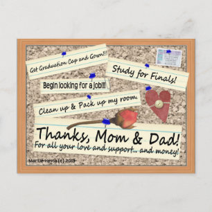 Thank Graduate Parents Blue Beach Song™ Postcard