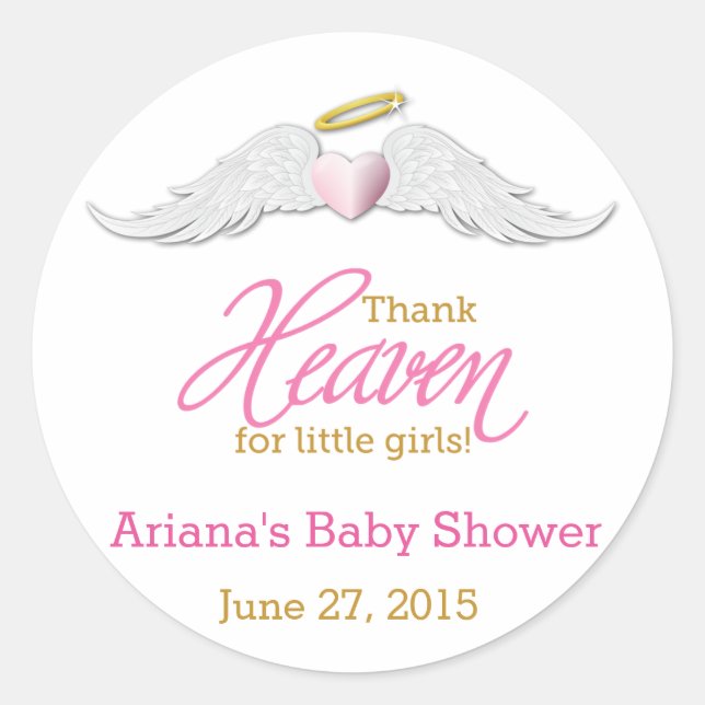 Thank Heaven for Little Girls Baby Shower Classic Round Sticker (Front)