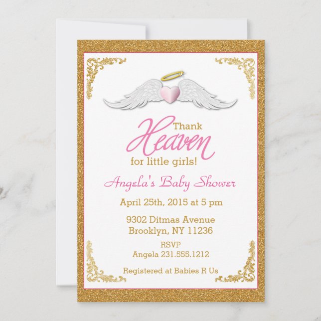 Thank Heaven for Little Girls Baby Shower Invitation (Front)