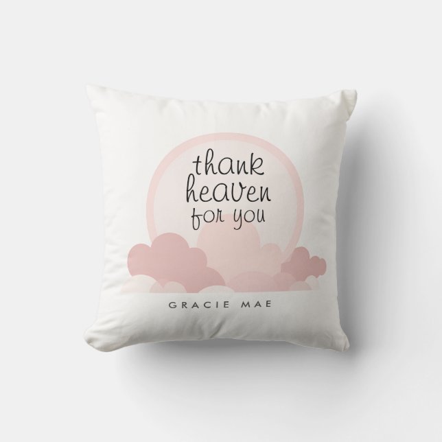 Thank Heaven for You | Pink and Neutral Clouds Cushion (Front)