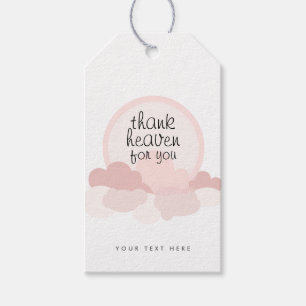 Thank Heaven for You Pink and Neutral Clouds Gift Tags