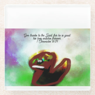 Thank jesus glass coaster