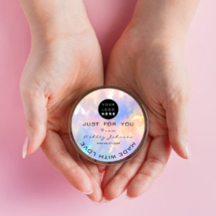 Thank Logo Holograph Made Pink Blue Name Classic Round Sticker