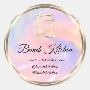 Thank Logo Kitchen Cooking Chef Holograph Pink Classic Round Sticker