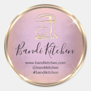 Thank Logo Kitchen Cooking Chef Rose Gold Classic Round Sticker