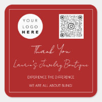 Thank  Logo Qr Code Online Shop Red White
