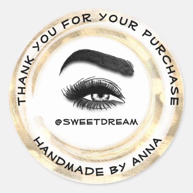 Thank Makeup Artist Lash Cleaner Grey Golden White Classic Round Sticker (Front)