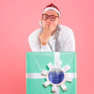 Thank Name 16th Bridal Black Glitter 3D Royal Blue Classic Round Sticker