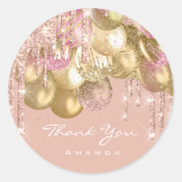 Thank Name 16th Bridal Glitter Ballon Gold Confett