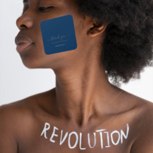 Thank Name  Blue  Navy MinimalIsm  Boutique Shop Square Sticker