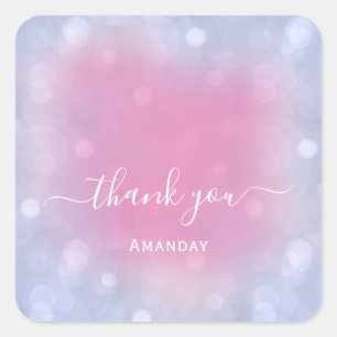 Thank Name Blue  Pastel Bridal Sweet16 Square Sticker