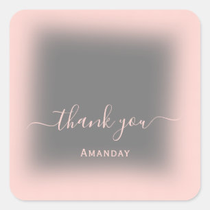 Thank Name Blush Grey Favour  Bridal Sweet16 Square Sticker