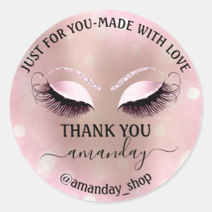 Thank Name Boutique eyelashes Shop Pink Girly Classic Round Sticker