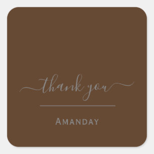 Thank Name Brown MinimalIsm Boutique Shop Square Sticker