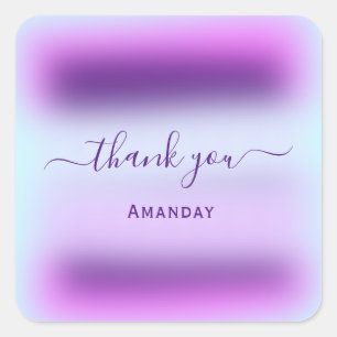Thank Name Pink Holographic  Bridal Sweet16th Square Sticker