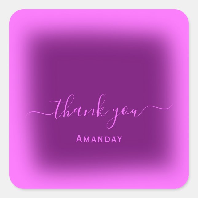 Thank Name Pink Makeup Artist Small Business Berry Square Sticker (Front)